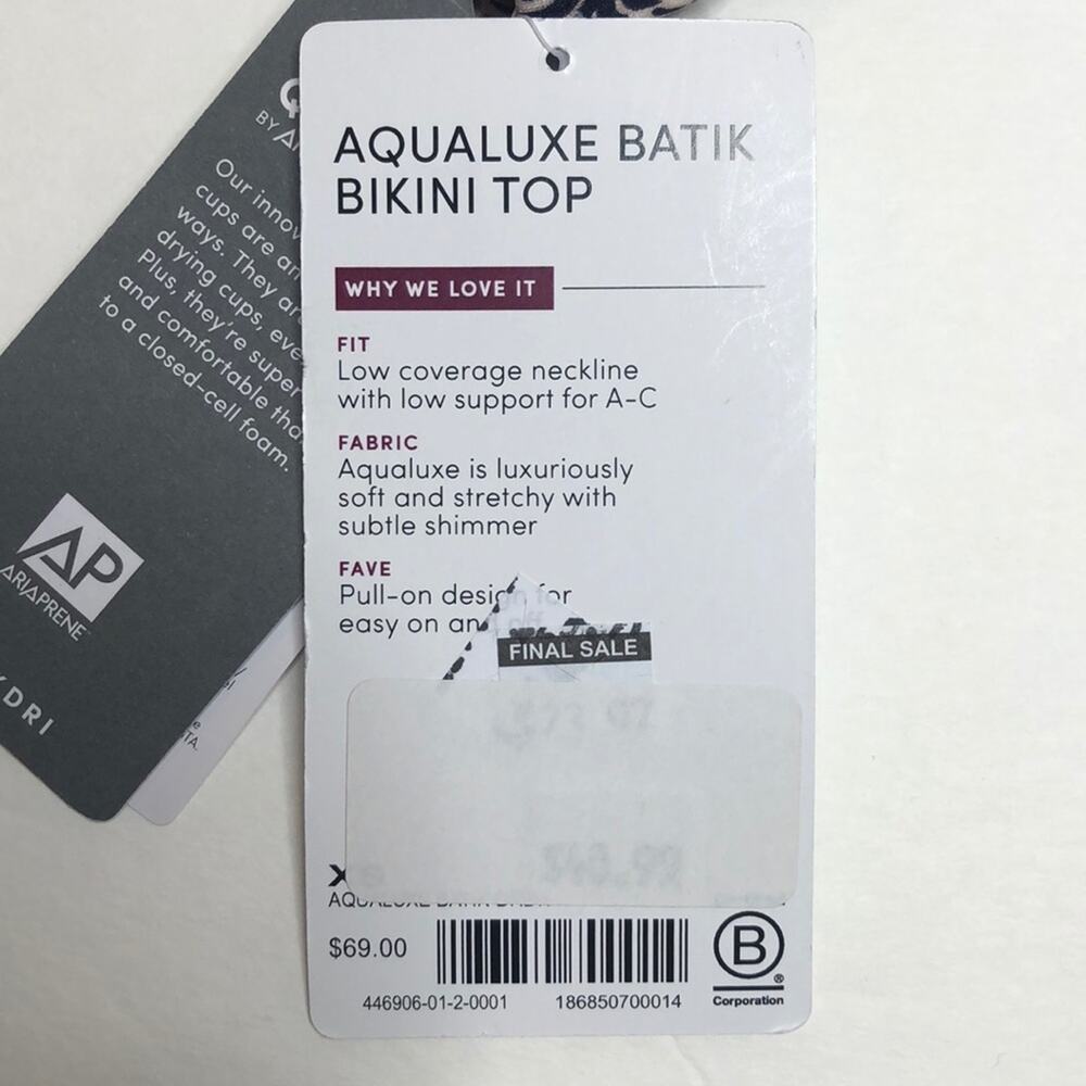 NWT athleta aqualux batik blue bikini top - Picture 6 of 8